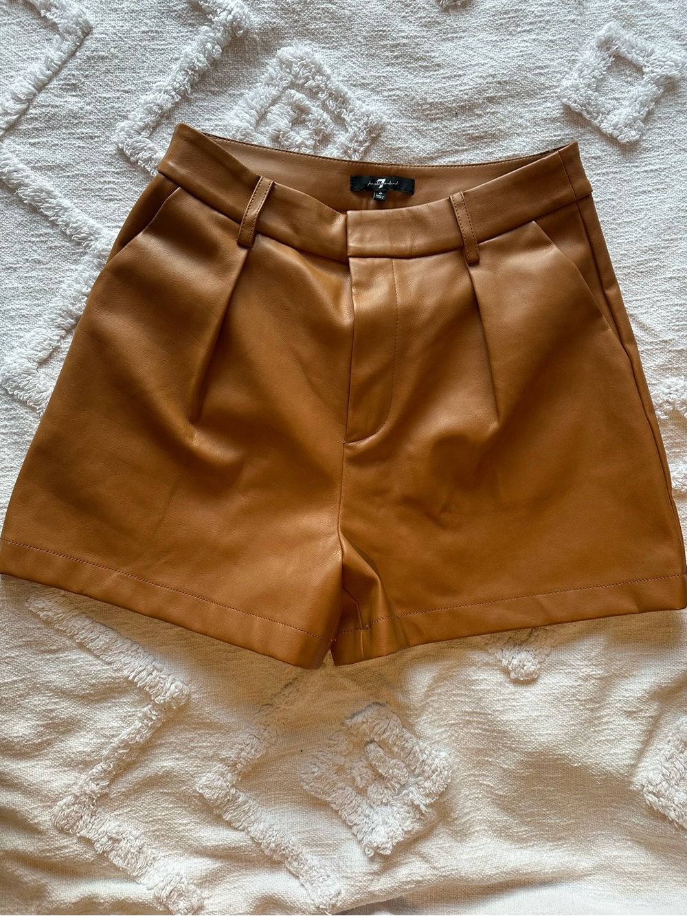 7 For All Mankind Caramel Faux Leather High-Rise Shorts size Small